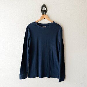 Arizona Jeans Size Large Navy Blue 100% Cotton Long Sleeve Thermal Layering Tee
